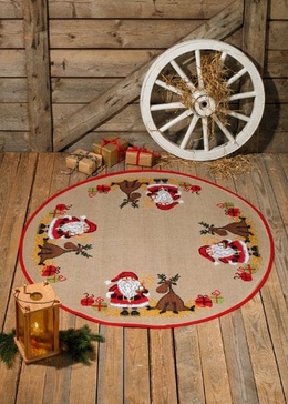 Juletræstæppe Julemand og Elg