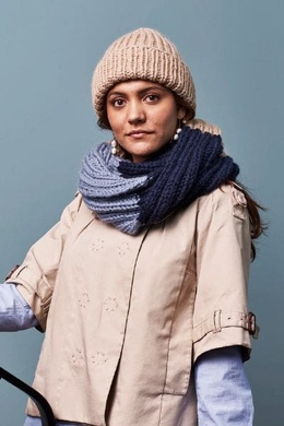 Strikkeopskrift på Hue og Halsvarmer