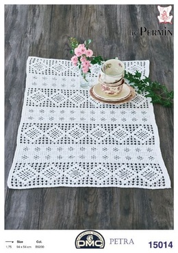 Hækleopskrift 15014 Firkantet dug