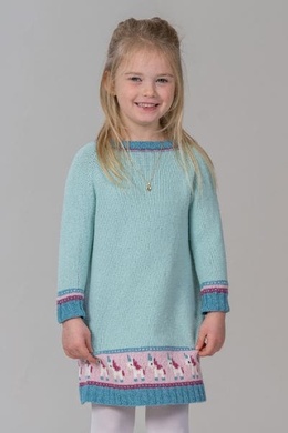 Strikkeopskrift på kjole med enhjørninger