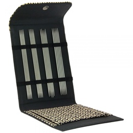 Strømpepindesæt i rustfrit stål - sort etui åben