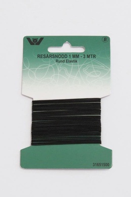 Elastik - 1 mm - 3 meter - Sort