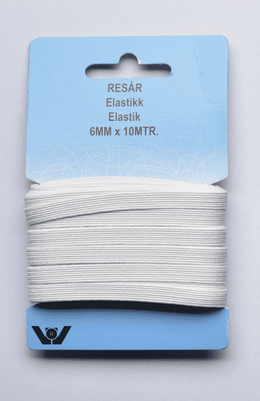 Hvid Elastik 6 mm