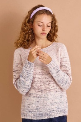 Strikkeopskrift på bluse med fade-effekt