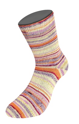Strømpegarn Lana Grossa Fondo 7871 Ecru-Rosa-Orange-Mørkerød-Viol Sokker