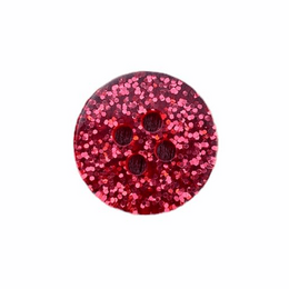 Plastikknap sølv-rød med glimmer Rød