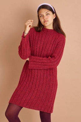 Strikkeopskrift på kjole med bred rib