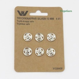 Tryklåse sølv 13 mm - 6 stk