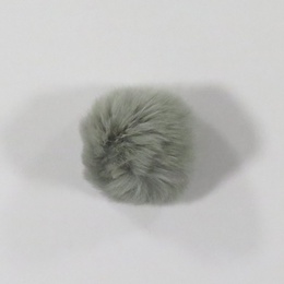 Pompon i kaninhår grå