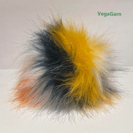 Pompon i kunstpels Orange/Hvid/Grøn/Gul Ø12cm