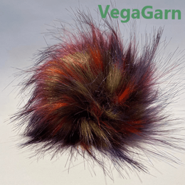 Pompon i kunstpels Sort/Rød/Gylden Ø15cm