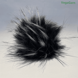 Pompon i kunstpels Sort/Hvid Ø15cm