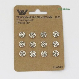 Tryklåse sølv 9 mm - 12 stk