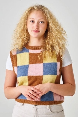 Strikkeopskrift på ternet vest