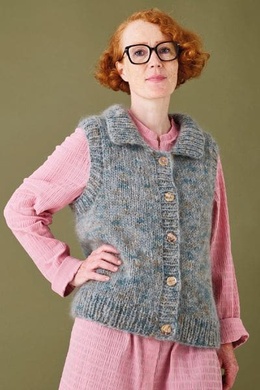 Strikkeopskrift på vest med polo krave