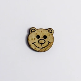 Kokosknap med bamse 15 mm Natur