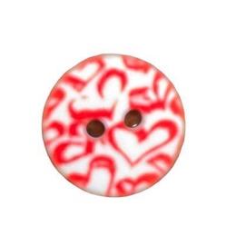 Knap Hvid med røde hjerter