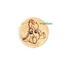 Kokosknap med dinosaurus Natur 15 mm