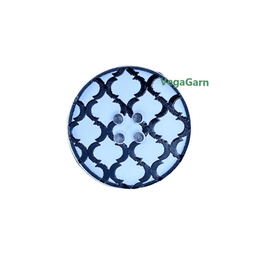 Plastikknap med rombemønster Hvid/Sort 18 mm