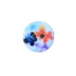 Plastikknap 13 mm Hvid med sommerfugle