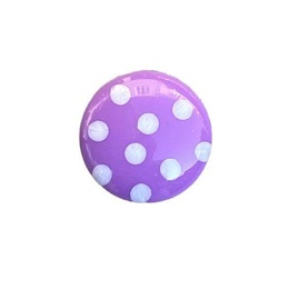 Plastikknap 15 mm Lilla med hvide prikker