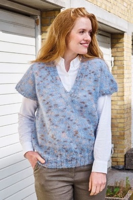 Strikkeopskrift på en Oversize vest med V-hals