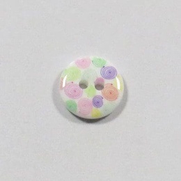 Hvid knap med multifarvede prikker 15 mm