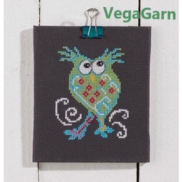 Broderi med grøn ugle