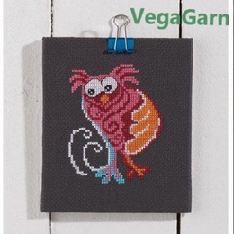 Broderi med rosa ugle