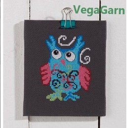 Broderi med blå ugle