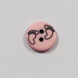 Lyserød knap med fødder 15 mm