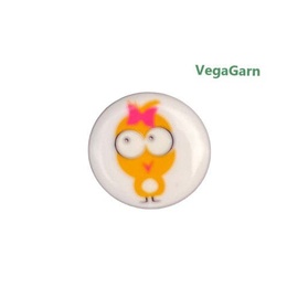Hvid knap med kylling 15 mm