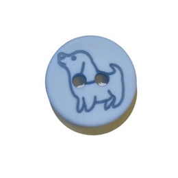 Knap med lyseblå hund 15 mm