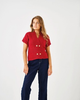 Strikkeopskrift til en Kort Vest med Sjalskrave