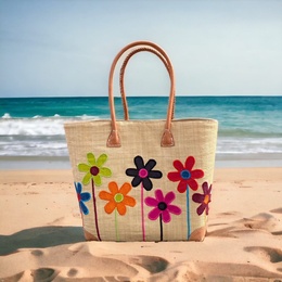 Kurvetaske Patchwork blomster natur på stranden