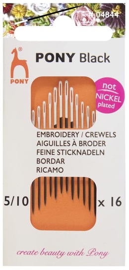 Pony Black Nikkelfri Broderinåle med spids