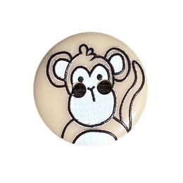 Beigefarvet plastikknap med fræk abe