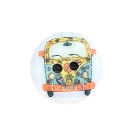 Plastikknap med Flower-Power Bus 15 mm