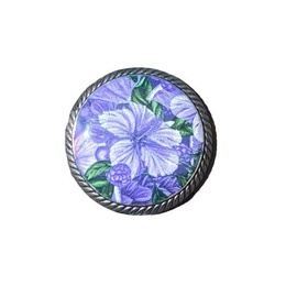 Metalknap med blomster 20 mm Lilla