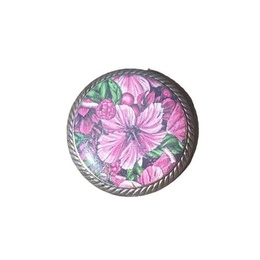 Metalknap med blomster 20 mm Syren