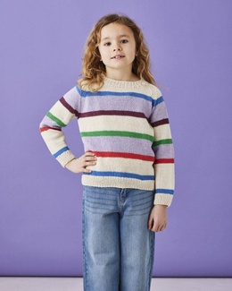 Strikkeopskrift til en stribet raglan bluse til børn