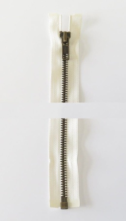 Ykk Lynlåse i Antik Messing delbare Ecru