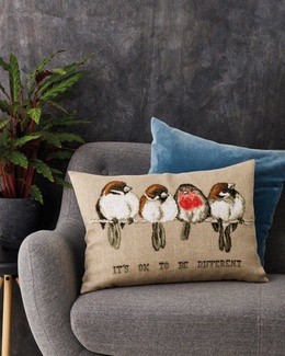 Broderi-kit til pude med fugle