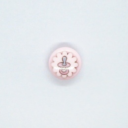 Lyserød plastikknap med en sut - 11 mm