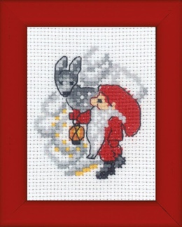 Broderi med nisse og rådyr