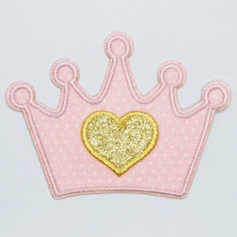 Lyserød krone med guldhjerte