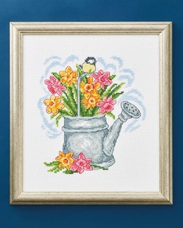 Broderi med Kande og tulipaner