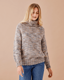 Strikkeopskrift til en sweater med rullekrave