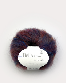 Mohairgarn Bella Color Bordeaux og blålilla