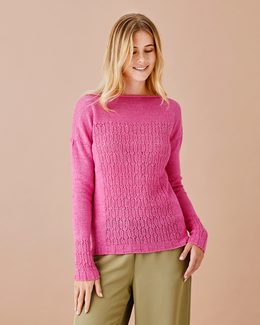 Strikkeopskrift til en Bluse med afgrænset hulmønster